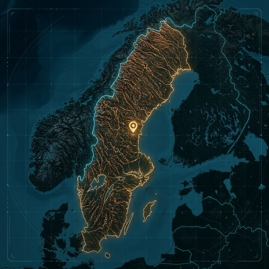 Stylised cubist map of Sweden